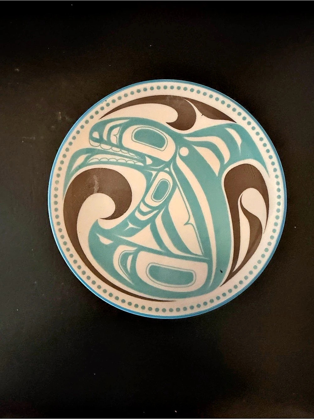 Trevor Angus Killer Whale Porcelain Art Plate Porcelain Art Plate Blue & White